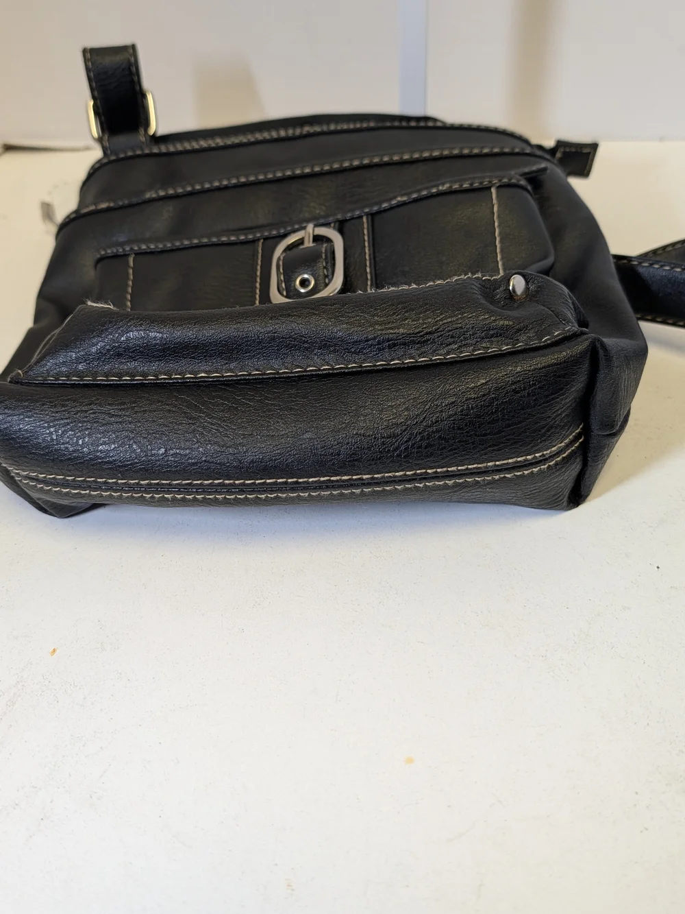 Merona Black Leather-Look Messenger Bag for Men